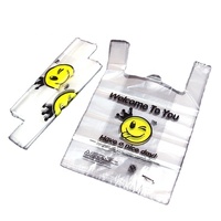 Sacs en plastique transparents classiques blancs à motif visage souriant personnalisé, vente en gros à bas prix