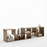 Ensemble de table basse et meuble TV de luxe TUZHI CASA, style ferme, pliable, en panneaux de bois modernes, avec foyer LED, pour téléviseurs de salon de 55/85 pouces