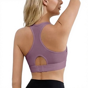 Soutien-gorge de sport pour femme de qualité supérieure, violet, col en V profond, maintien moyen, respirant, pour yoga et fitness - Product Image 2