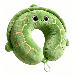 Customize Soft Plush U-Shaped <b>Travel</b> <b>Pillow</b> with Big Eyes & Shell Embroidery, <b>Kids</b> Airplane/Car Ride Neck Support - Product Image 3