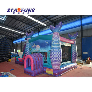 Castillo hinchable inflable Multicolor para exteriores comercial con tobogán, casa de rebote de fondo marino, Castillo de salto inflable con tobogán - Product Image 2