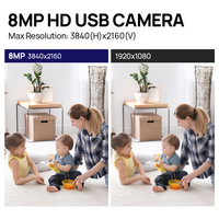 Módulo de cámara USB IMX334 de 8MP, lente de 6mm y 70 grados, sin distorsión, 4K CMOS, 3840x2160, 30fps, para visión artificial industrial