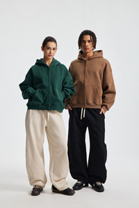 New Boxy cropped Zip up <b>Cardigan</b> Unisex Hooded Fleece Sweatshirt 370gsm Drop Shoulder oversize embossed <b>hoodie</b> for men - Product Image 4