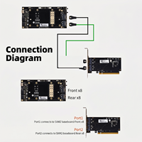 Adaptateur SXM2 SlimSAS PCIe 3.0 X16 vers double SFF-8654 à passage direct, alimentation GPU double 8 broches, moulage privé fabriqué en Chine