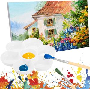 XinyiArt <span class=keywords><strong>Palette</strong></span> en plastique peinture plat 7 puits <span class=keywords><strong>fleur</strong></span> peinture plateau aquarelle peinture mélange <span class=keywords><strong>Palette</strong></span> pour huile acrylique aquarelle - Product Image 6