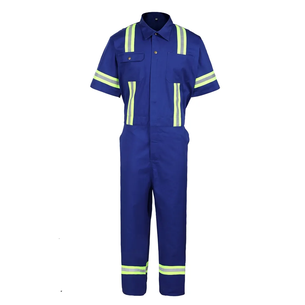 Yaz kısa kollu iş elbisesi özel % 100% pamuk genel güvenlik mekanik mens çalışma açık iş elbisesi giysi üniforma
