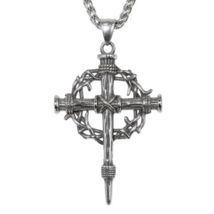 Collier pendentif en acier inoxydable 316L avec croix celtique et couronne d'épines de Jésus, motif tressé, pour homme, style vintage, biker, audacieux, rétro - Product Image 4