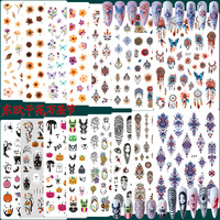 Autocollants pour ongles d'Halloween de haute qualité, fleurs, style gothique sombre, citrouille, autocollants personnalisés pour nail art