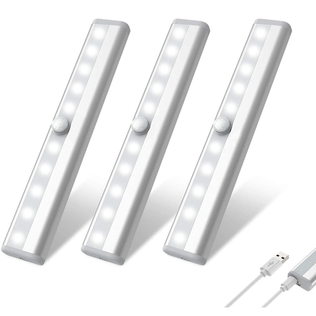 Cool White 10LED Battery Powered Led Motion Sensor Closet Cabinet Light