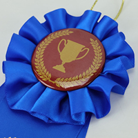 Feuille d'or MIDI de conception personnalisée Couleurs assorties Rubans de rosette ronde de reconnaissance de selle Prix pour la compétition sportive