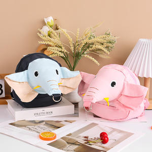 Elephant Shaped Plush <b>Backpack</b> For <b>Toddlers</b> Anti Lost With Leash And Wrist Strap Pink Navy Blue 2 To 4 Years Unisex - Product Image 1