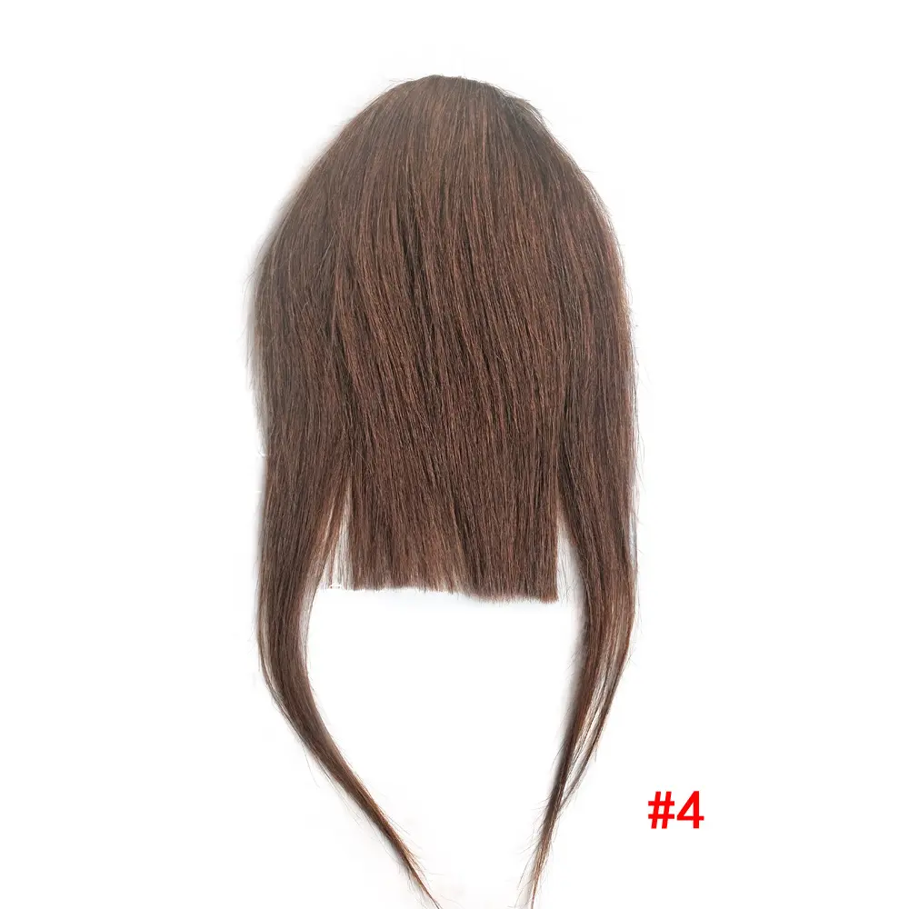 Kadın doğal görünümlü kalın insan saçı patlama düz Remy insan saçı saçak klip