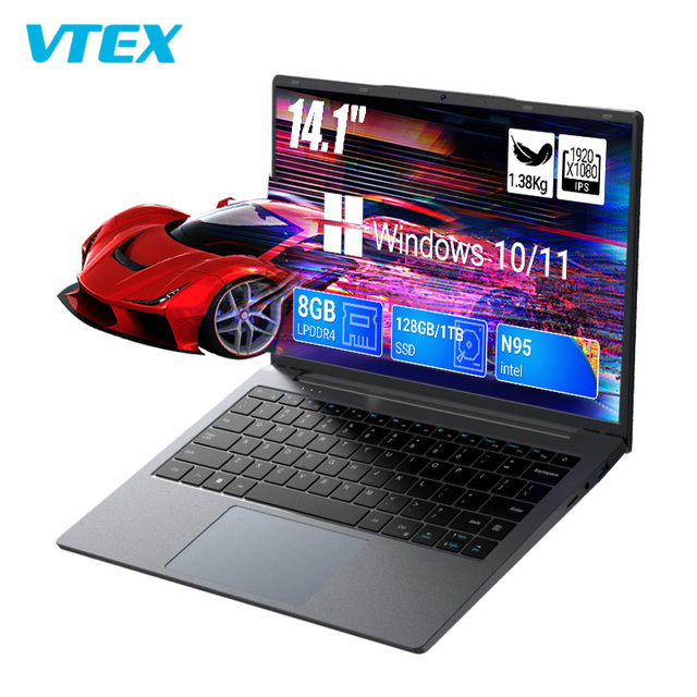14.1" N95 3.4GHz Office Laptop FHD IPS Screen DDR4 RAM Slot SSD Storage Slot Dark Gray 5000mAh Office Notebook Business Laptop