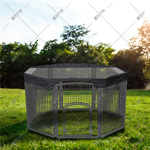 Octagonal Pet Cage Top Cover Black <b>Steel</b> Wire Frame Sun Protection For Dog Outdoor Use - Product Image 3