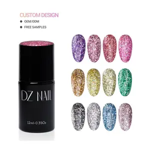 Customized Platinum Silver Ultra Metallic Nail Polish Reflective Gold Glitter Gel Polish Holographic Platinum Rubber Base