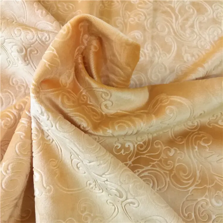 260gsm beige color polyester embossed velvet holland fabric Upholstery sofa Fabric Velour fabric flocking velveteen