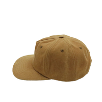 Grosir topi coklat pinggiran datar tidak terstruktur Logo kustom topi Snapback 5-Panel untuk pria penawaran menarik fitur kain umum luar ruangan