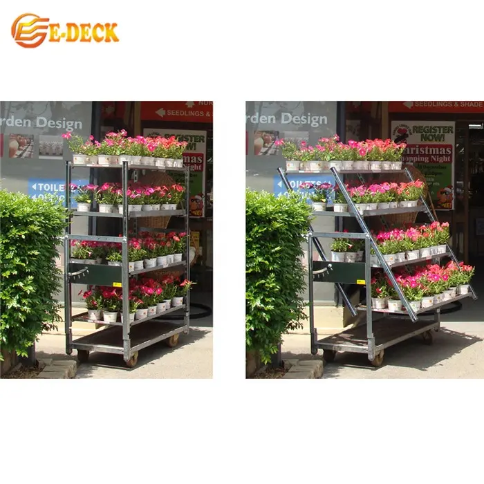 Nursery Outdoor Greenhouse Mobile Plant Storage Seed Sprouter Dutch Flower Carts with Wheels