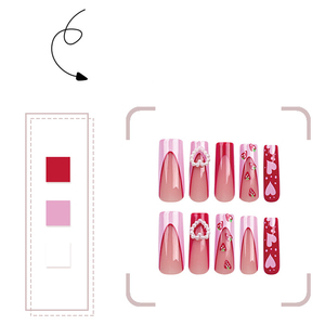 <span class=keywords><strong>Uñas</strong></span> postizas francesas con purpurina roja en forma de corazón, regalo de San Valentín, <span class=keywords><strong>uñas</strong></span> postizas desmontables a la moda, <span class=keywords><strong>uñas</strong></span> postizas con <span class=keywords><strong>pegamento</strong></span> - Product Image 6
