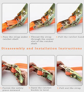 Correas de trinquete de poliéster de alta resistencia de 38 mm, 1 pulgada, 1.5 pulgadas, 2 pulgadas, 2T, correas de amarre para carga con gancho en J, cinta GS CE - Product Image 3