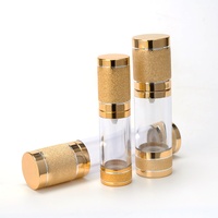 Stock usine – Flacon cosmétique de voyage sous vide en plastique dépoli rose, or et argent, avec bille roulante, pour lotion, 15ml, 30ml, 50ml