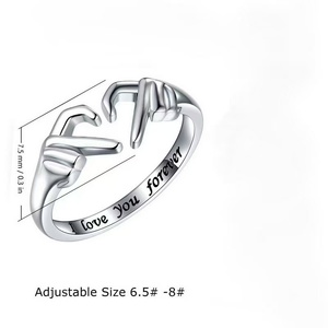 Anillo Abierto Ajustable de Latón Chapado en Oro de 18K, Diseño Geométrico 'Te Amo por Siempre', Joyería Impermeable y Antideslustre para Mujer - Product Image 3