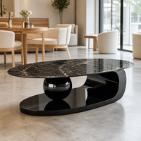 Meubles de salon de luxe Nodric, table basse ronde moderne en acier inoxydable avec plateau en marbre ardoise et métal doré pour usage hôtelier