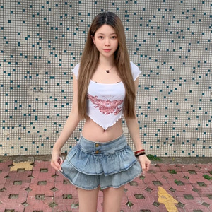 6689 #   Nouvelle mini-<span class=keywords><strong>jupe</strong></span> en jean plissée style gâteau pour l'été, sexy et mignonne, inspirée du style Gyaru de Shibuya, pour filles, qui révèle avec élégance - Product Image 4