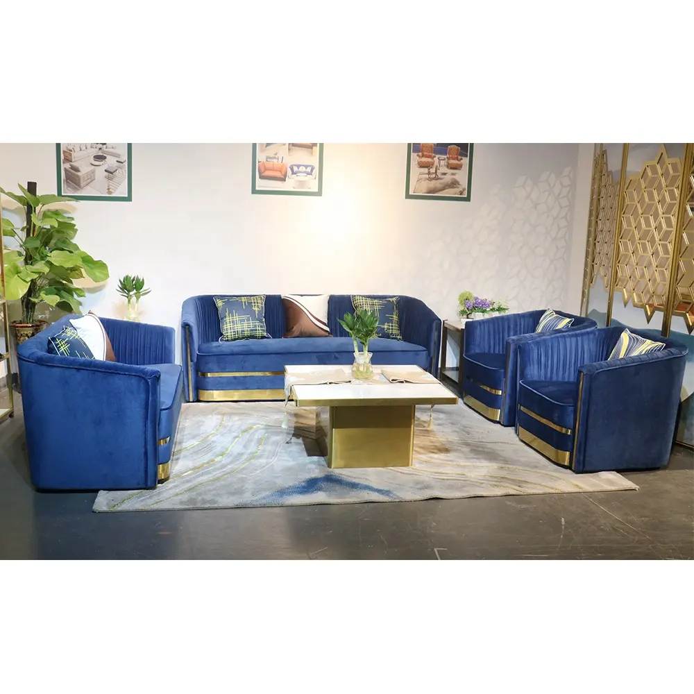 SF1820 Moderne blaue Samt billige Couch Sofa Set Designs Wohnzimmer möbel