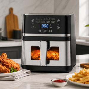 Friteuse à air numérique 1350W 6,5L avec corps en acier inoxydable et fenêtre de cuisson transparente - Product Image 2