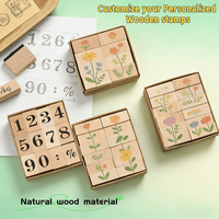 Tampon encreur en bois avec logo, manche en bois, pour loisirs créatifs, scrapbooking et fournitures de fabrication de cartes