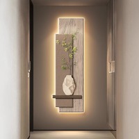Nouvelle tendance nordique, peinture décorative en bambou avec surface en acrylique découpée au laser UV, avec lumières LED, décoration intérieure de la maison