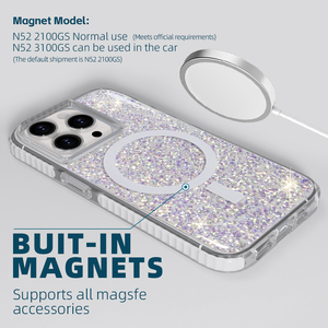 Funda con purpurina absorbente magnética para iPhone 12, 13, 14, 15 Pro Max, TPU PC, resina epoxi, funda para teléfono móvil a prueba <span class=keywords><strong>de</strong></span> caídas para iPhone - Product Image 5
