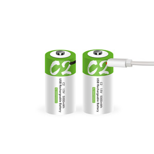 Geschikte groothandel oplaadbare C-batterijen type-C USB 5000mWh 2 jaar garantie Groen+Wit 1.5V Lithium-ion C-formaat batterij - Product Image 6