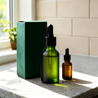 Flacon de sérum de 30 ml avec compte-gouttes noir, boîte personnalisée, flacon d'huile essentielle rechargeable, flacon cosmétique vide mat