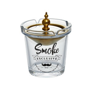 Cendrier en verre exclusif Smoke avec couvercle, design rétro, pour utilisation sur bureau, taille standard - Product Image 1
