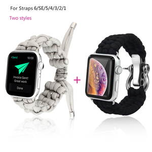 Correa de Paracord para exteriores para <span class=keywords><strong>Apple</strong></span> <span class=keywords><strong>Watch</strong></span>, banda de 38mm, 42mm, 40mm, 44mm, cuerda de nailon tejida para iWatch Series 5 4 3 2 - Product Image 5