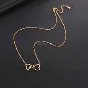 Custom Double Heart Infinity Necklace Engraved Name Pendant <strong>Mum</strong> <strong>Jewellery</strong> Personalised Infinity Charm Bow MOM Pendant Necklace - Product Image 5