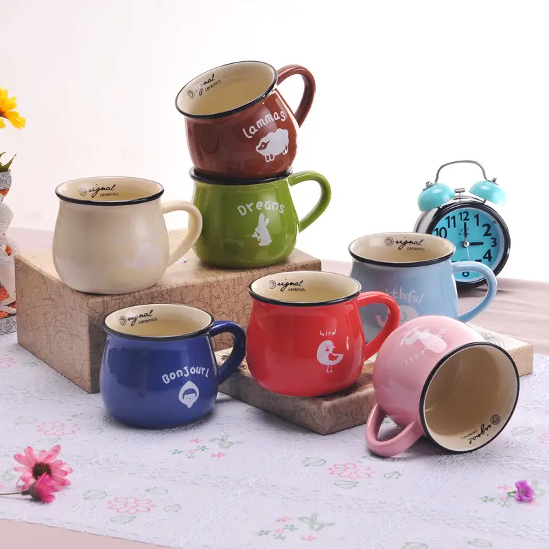 Feiyou מיני creative מצחיק חרסינה תה כוס 360ml מדבקות ידידותי לסביבה קרמיקה קפה ספל עם לוגו מותאם אישית