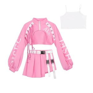 Venta al por mayor <span class=keywords><strong>de</strong></span> alta calidad Hip Hop Dancer Cospaly Jazz Dance Suit Pink Costume para Adult Kid Carnival Party - Product Image 1
