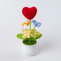 Buatan tangan kapas Crochet berbentuk hati Forget Me bukan bunga kecil bunga tanaman pot ramah lingkungan Hari Ibu Natal