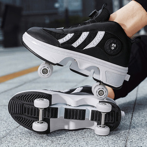 Helios Skateboarding Shoes Double Row Four Wheels <b>Cushioned</b> Sporty <b>Round</b> Toe Rubber Outsole - Product Image 1