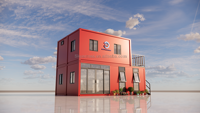 Bâtiment scolaire préfabriqué en panneaux sandwich, maison conteneur mobile avec 2 chambres, écologique et facile à installer