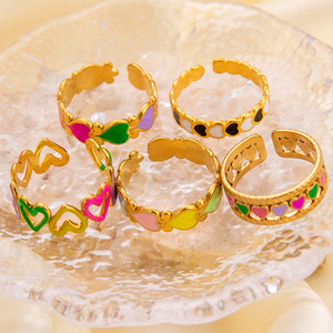 Anillo Abierto Chapado en Oro con Forma de Corazón, Joyería de Moda para Mujer, Regalo Estilo INS - Product Image 2