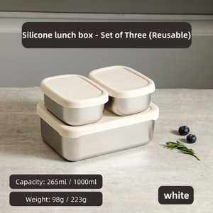 Contenedor Cuadrado de Acero Inoxidable para Alimentos con Tapa de Silicona, Lonchera Infantil Mediana de 720 ml, Caja de Almacenamiento para Frutas y Snacks - Product Image 2
