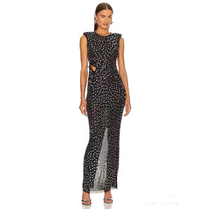 Abito <span class=keywords><strong>da</strong></span> <span class=keywords><strong>sera</strong></span> elegante, elegante e di lusso, con strass, Maxi abito a tubo dritto, aderente e aderente. - Product Image 1