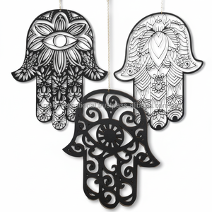 Mano de metal de Hamsa tallado soportes de varitas de incienso/quemadores para fragancia casera al por mayor de La India - Product Image 1