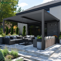 Pergolas bioclimatiques modernes OEM 3x4 4x4 4x6 5x3 5x4 6x3 6x4 Noir Pergola électrique réglable en aluminium avec lames orientables