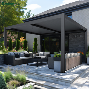 Pergolas bioclimatiques modernes OEM 3x4 4x4 4x6 5x3 5x4 <span class=keywords><strong>6x3</strong></span> 6x4 Noir Pergola électrique réglable en aluminium avec lames orientables - Product Image 1