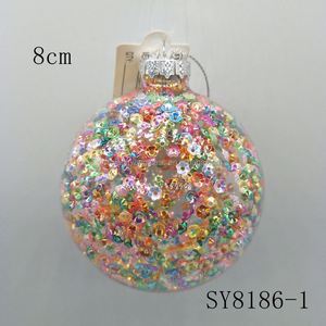 Nuevas Decoraciones Navideñas 2024, Bola de Cristal Transparente de 8 cm con Polvo Brillante Arcoíris en el Interior - Product Image 4